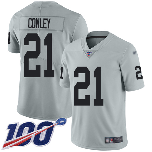 Men Oakland Raiders Limited Silver Gareon Conley Jersey NFL Football #21 100th Season Inverted Jersey
